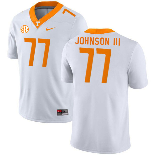 Men #77 Larry Johnson III Tennessee Volunteers College Football Jerseys Stitched Sale-White - Click Image to Close